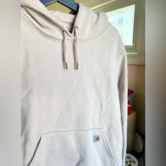 Carhartt relaxed fit Mid weight hoodie pullover pale pink pocket front casual L - Picture 8 of 8